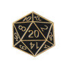 Brosch - Pin - Tärning D20 - Rollspel D&D - Svart/gul