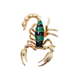 Brosch - Grön skorpion [Guld]