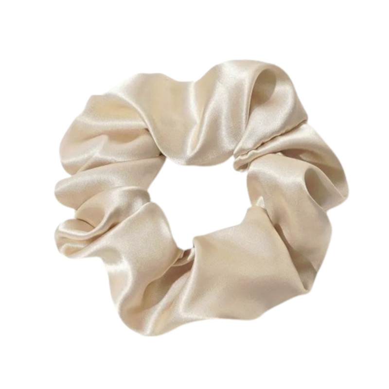 Hårsnodd - Scrunchie - Satin - 12cm - Beige