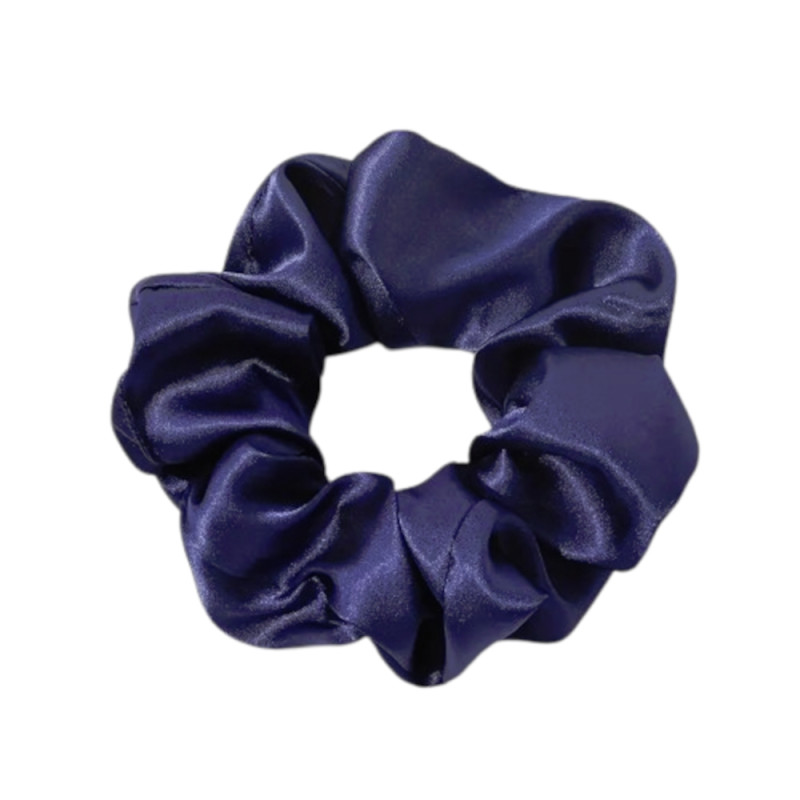 Hårsnodd - Scrunchie - Satin - 12cm - Marinblå