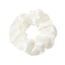 Hårsnodd - Scrunchie - Satin - 12cm - Vit