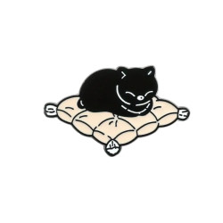 Brosch - Pin - Katt på kudde - Svart