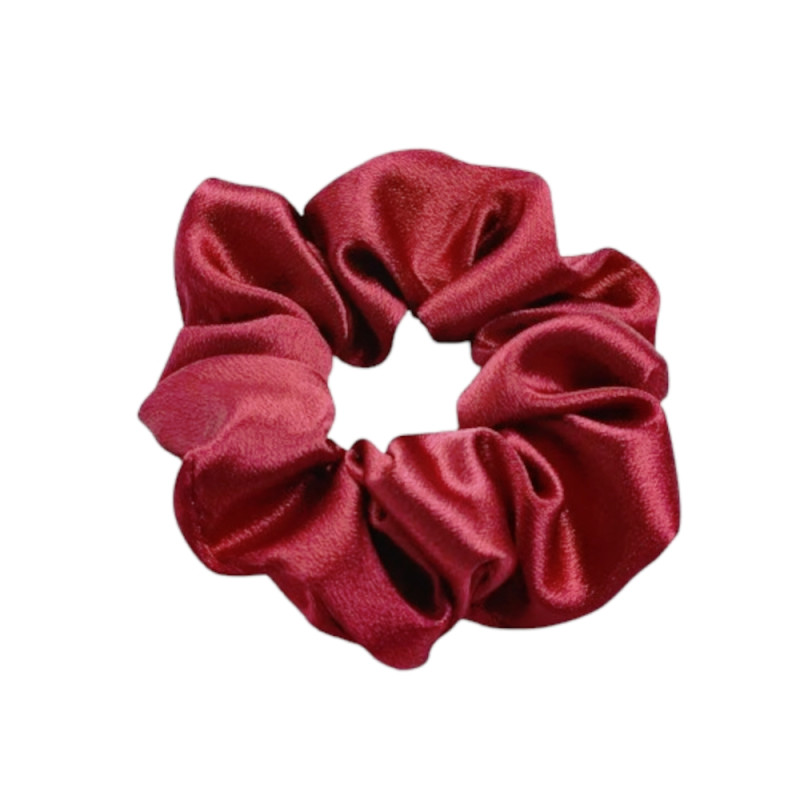 Hårsnodd - Scrunchie - Satin - 9cm - Mörkröd