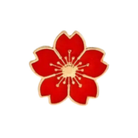 Brosch - Pin - Blomma - Röd