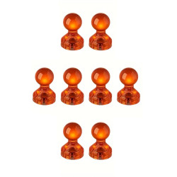 Kylskåpsmagnet - Kartnålsmagnet - Akryl - 8st - Orange