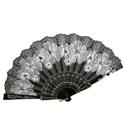 Solfjäder - Blommor i chiffong med plastbas [Glitter] - Flera färgval