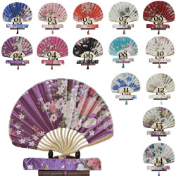 Solfjäder - Vågad snäckformad med fodral - Vit/blå