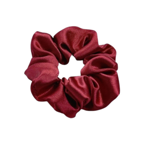 Hårsnodd - Scrunchie - Satin - 9cm - Vinröd