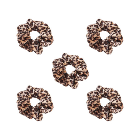 Hårsnodd - Scrunchie - Leopard - 5-pack