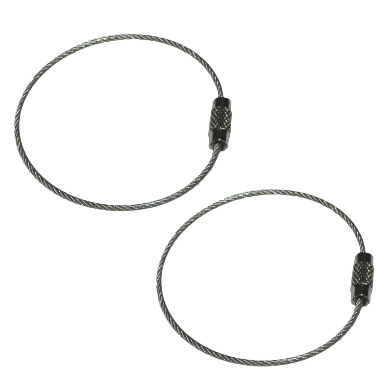 Nyckelring ståltråd - Silver - 50mm - 1,5mm - Dubbelpack