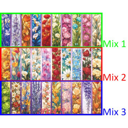 Bokmärken | Blommor | Färgat glas | 10-pack