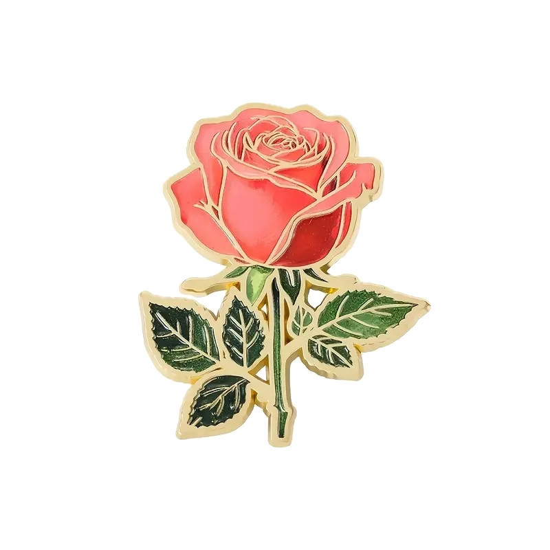 Brosch - Pin - Blomma - Ros - Rosa