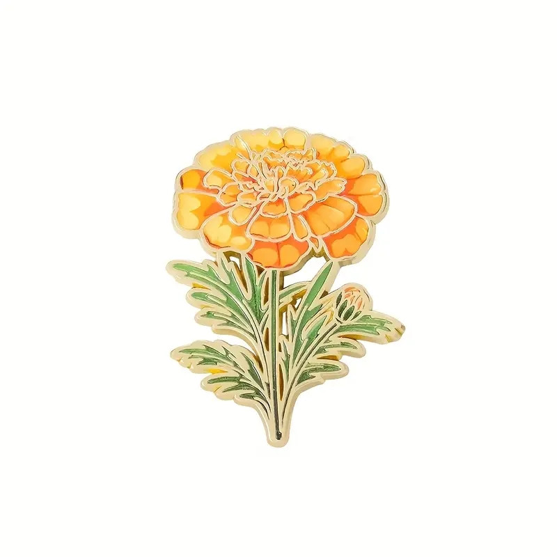 Brosch - Pin - Blomma - Tagetes - Marigold
