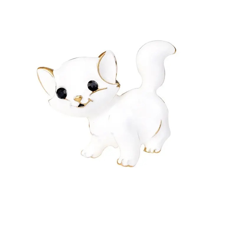 Brosch - Katt - Vit