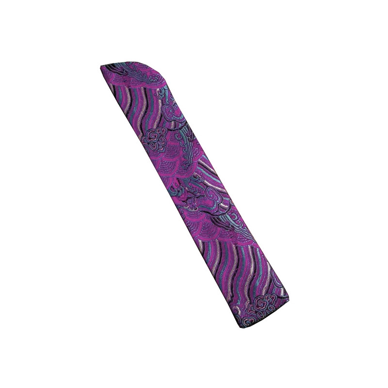 Solfjäderfodral med broderat mönster - Lila/rosa/turkos