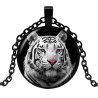 Halssmycke i glas med motiv [K15] - Vit Tiger