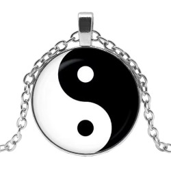 Halssmycke i glas med motiv [K10] - Yin och Yang