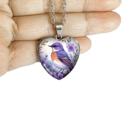 Halssmycke i glas med motiv [H18] - Fågel