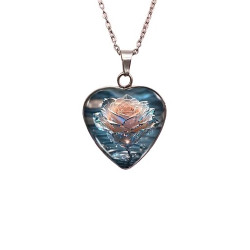 Halssmycke i glas med motiv [H15] - Kristallros