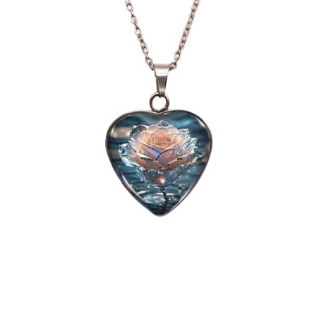 Halssmycke i glas med motiv [H15] - Kristallros