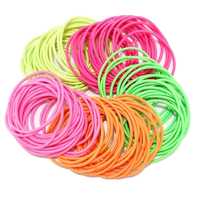 Elastiska tunna hårsnoddar [40mm] - Hårband - 100st - Mixade ljusa färger