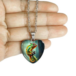 Halssmycke i glas med motiv [H26] - Kameleont