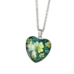 Halssmycke i glas med motiv [H27] - Fyrklöver