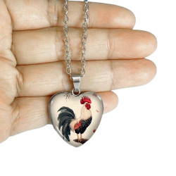 Halssmycke i glas med motiv [H28] - Tupp