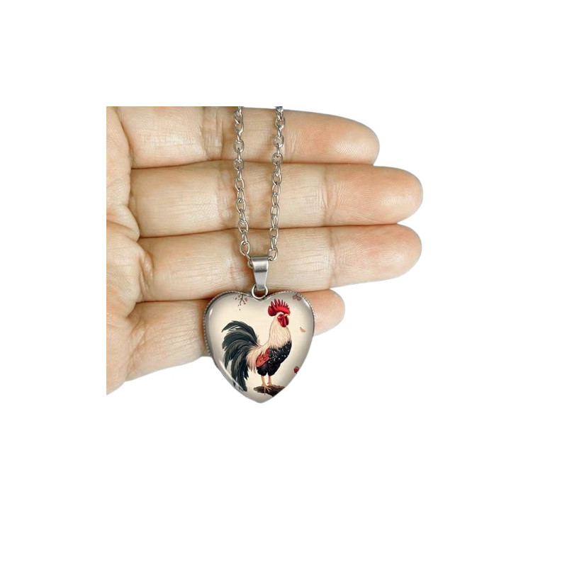 Halssmycke i glas med motiv [H28] - Tupp