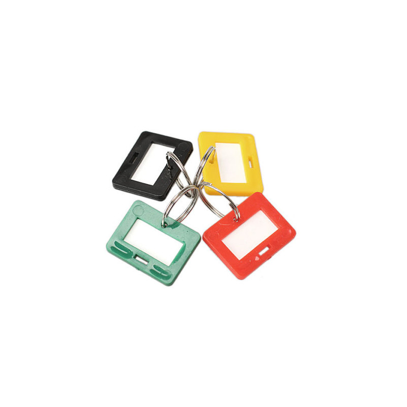 Nyckelring med namnbricka [Rektangel] - 4-pack - Flera färgval