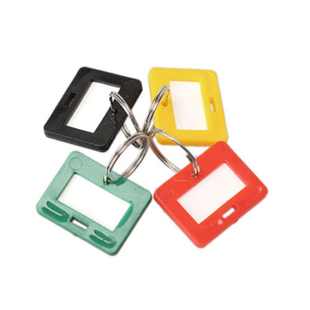 Nyckelring med namnbricka [Rektangel] - 4-pack - Flera färgval