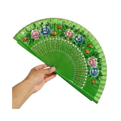 Solfjäder - Handmålad i trä - Spansk stil Blommor - Flera färgval