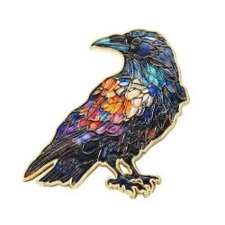 Brosch - Pin - Kråka - Korp - Regnbåge - Färgglad