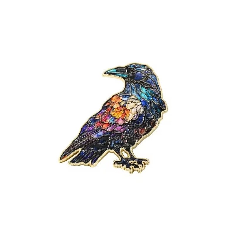 Brosch - Pin - Kråka - Korp - Regnbåge - Färgglad