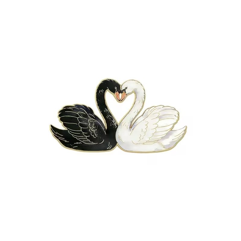 Brosch - Pin - Svanar - Hjärta