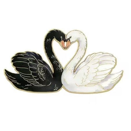 Brosch - Pin - Svanar - Hjärta